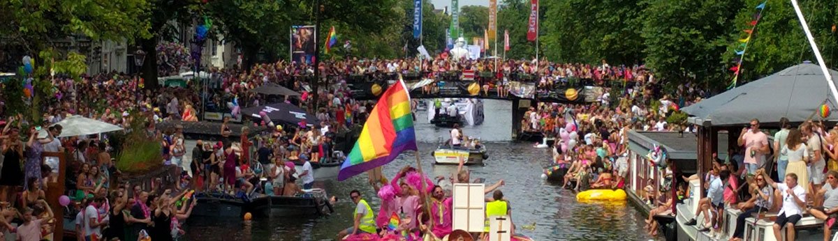 Amsterdam gay pride parade on the canals