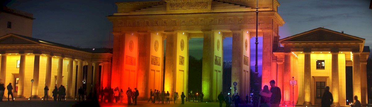 Brandenburger Tor Berlin in LGBT rainbow colours