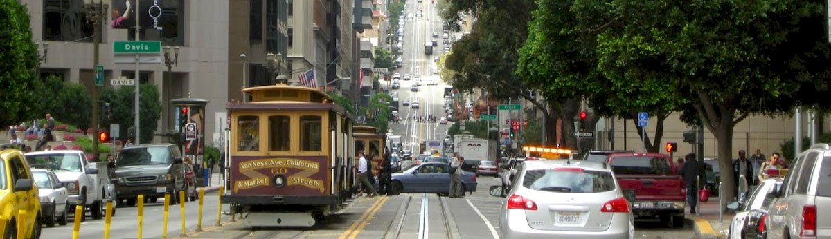 San Francisco trams on hill