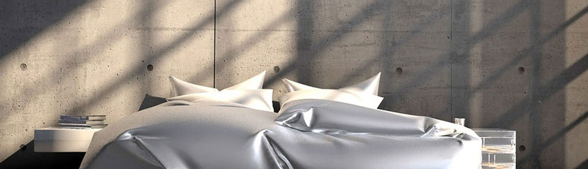 modern hotel room with concrete wall